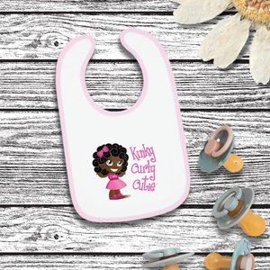 Kocoa Kinky Curly Cutie Baby Contrast Trim Jersey Bib
